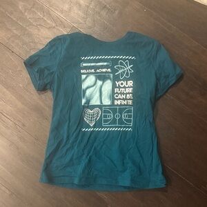 $3-Teal Graphic Kids T-Shirt